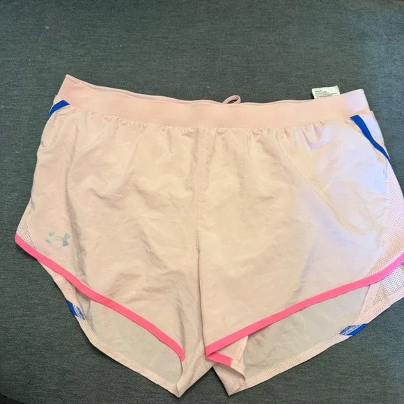 Under Armour HeatGear Fly By Running Shorts Pink Blue XL Loose Fit Athletic‎