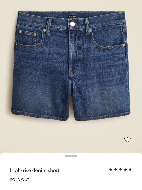 NWT J. Crew High-Rise Denim Shorts in Dark Blue Wash