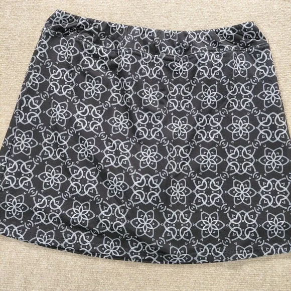 Ekouaer Womens LARGE Skort Blue Geometric Stretch Athletic Skirt Built In Shorts