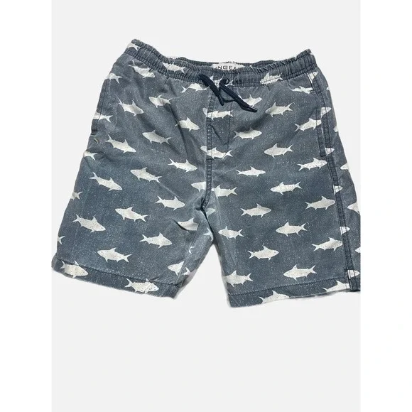 Ingear Swim Trunks Boys 12/14 Blue Shark Print Mesh Lined Summer Beach Shorts‎