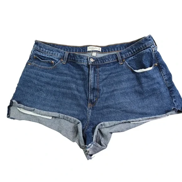 Abercrombie & Fitch The Mom Short Curve Love Women 20‎ 35 Blue High Rise Denim