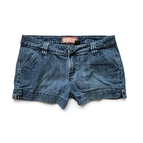 Arizona Jean Co Womens Y2K Low Rise Denim Mini Shorts Medium Wash Blue Size 11