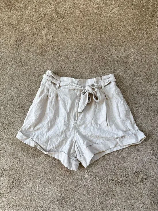 Abercrombie & Fitch Linen Blend Paperbag Shorts