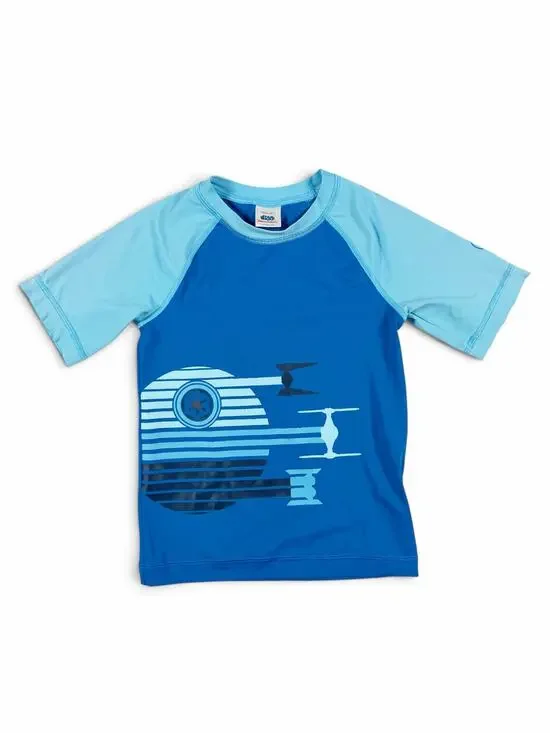 Hanna Andersson Star Wars TIE Fighter Short Sleeve Rash Guard Blue Size 5 swim