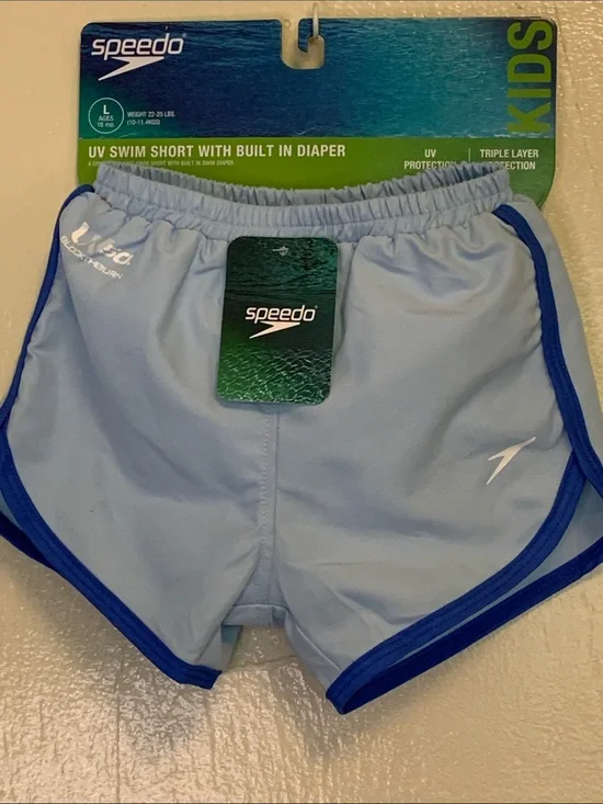 Speedo Light Blue Toddler 18 Mo. UV Swim Trunks with Built In Diaper