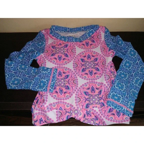 Nicole Miller New York Girls 4T Long Sleeve Rash Guard Swim Top Shirt‎ Paisley