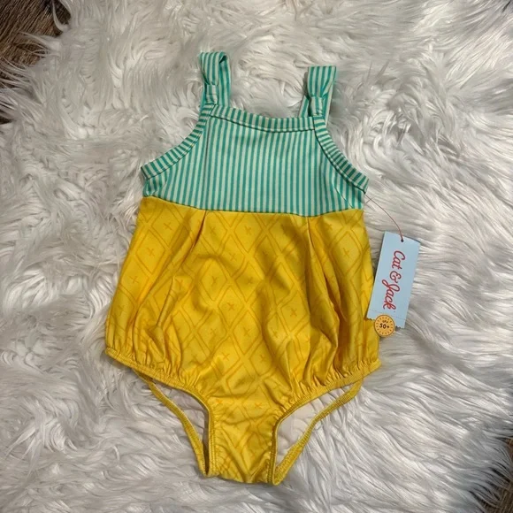 Cat‎ & Jack Pineapple One Piece Swimsuit Girls 2T NWT