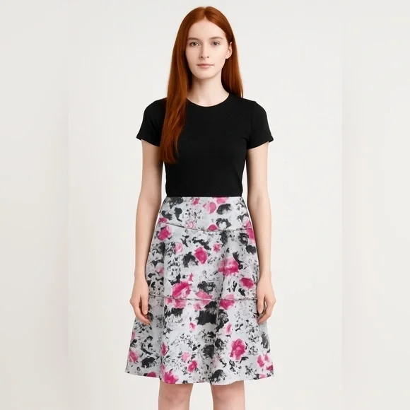 Amy Byer Size 16 Floral Skirt Pink White Brown