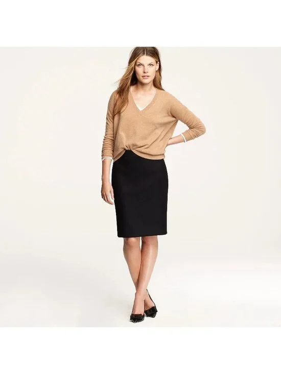 J. Crew Classic Wool Pencil Skirt Black 2 Lined EUC