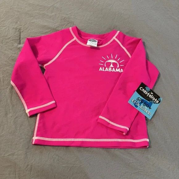 Coastalista Toddler Alabama Rash Guard SPF 50 Long Sleeve Swim Shirt 3T