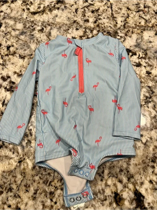 Carter's Blue and Pink Long-Sleeve One-Piece Swimsuit
