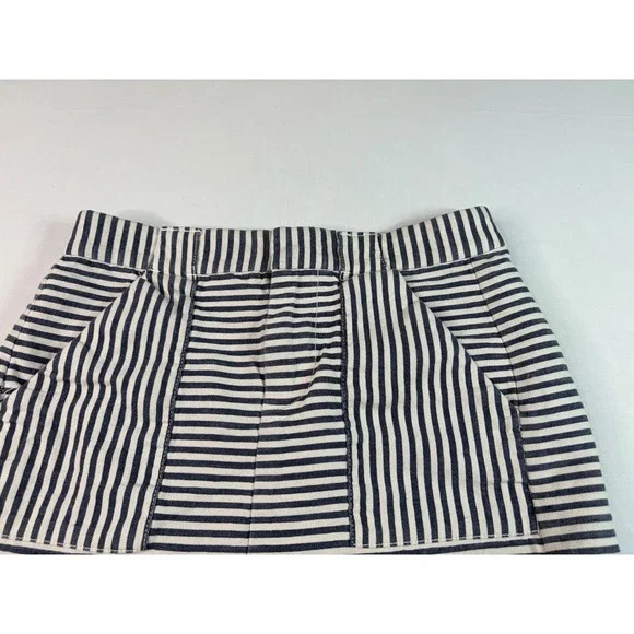 Madewell‎ Striped Mini Skirt Womens Size 0 Black White Pockets Casual