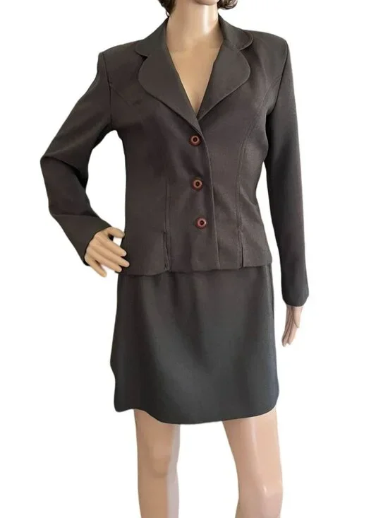 Vintage Splurge By ASB Womens 2 Piece Skirt Suit Size 7 Brown
