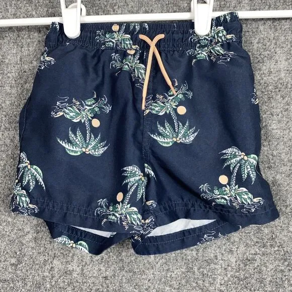 Janie and Jack Swim trunks Baby 18 24 Months Palm Tree Blue hawiian Beach