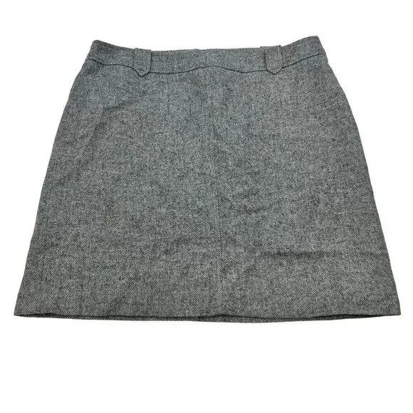 Talbots Womens Wool Blend A-Line Skirt Above Knee Gray Size 16P Zip