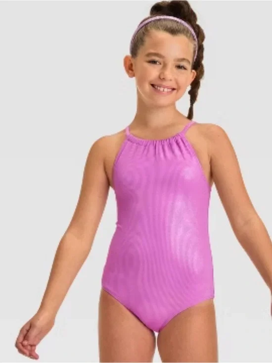 EUC Cat & Jack Shimmer Solid One Piece Swimsuit