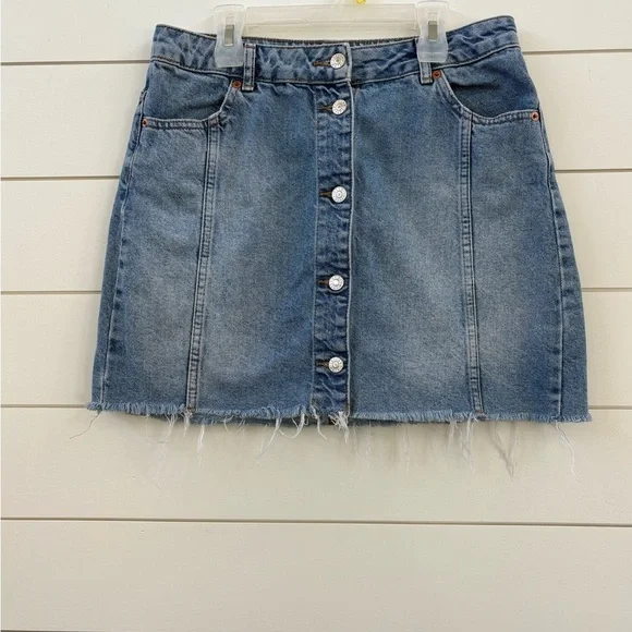 Topshop Denim Button-Down Mini Skirt