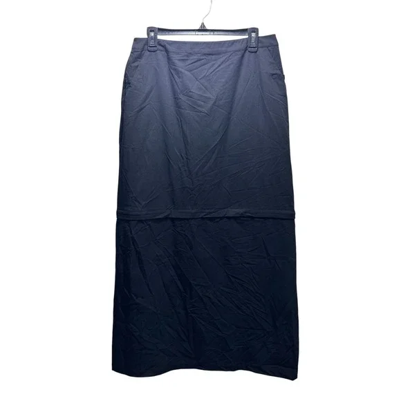 Valerie Stevens Sports Vtg Parachute Convertible Y2K Utility Maxi Skirt 10 Black