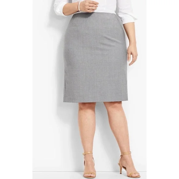 Talbots Wool Blend Gray Heather‎  Pencil Skirt Sz 12W Lined Zip Back New