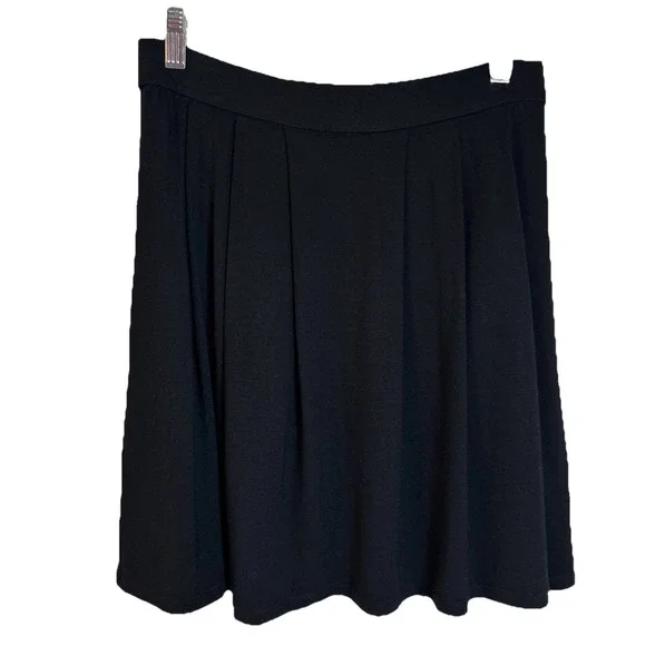 NWT Eileen Fisher‎ Black Pleated Mini Skirt Viscose Lycra Jersey Knit PS/PP