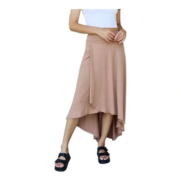 1907. NINEXIS FAUX WRAP MIDI LENGTH SKIRT SIZE‎ X-LARGE COGNAC IN COLOR STRETCHY