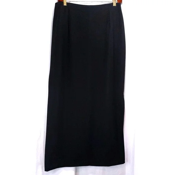 GIORGIO FIORLINI Collection A-Line Dressy Maxi Skirt Size 10 Black Side‎ Slit