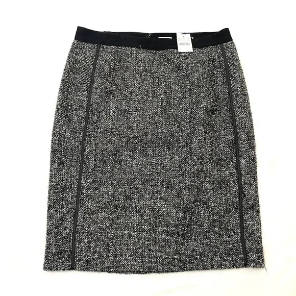 NWT J Crew Factory Pencil Skirt Size 10‎ Metallic Tweed Black Shimmer Lined