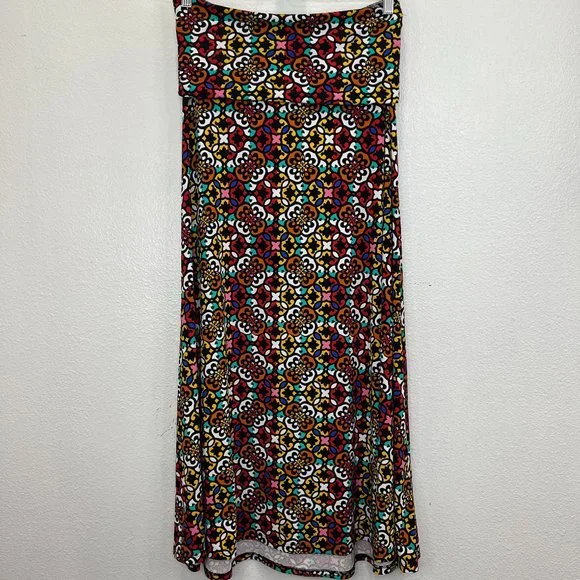 NWOT LulaRoe Women's Maxi Skirt Black Multicolor Floral Print‎ Size S