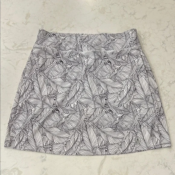 Moteepi Golf Tennis Pickleball Skort XL Black/White Leaf Pattern Skirt‎