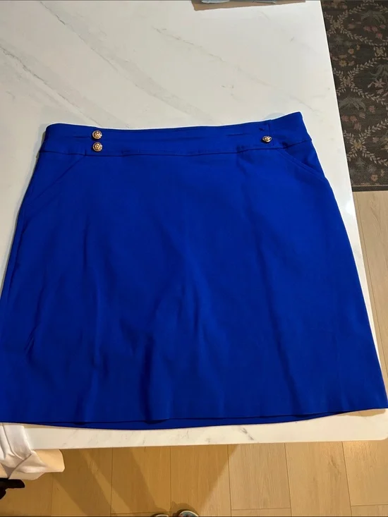 Coral Bay Royal Blue Mini Skirt with Gold Button Accents