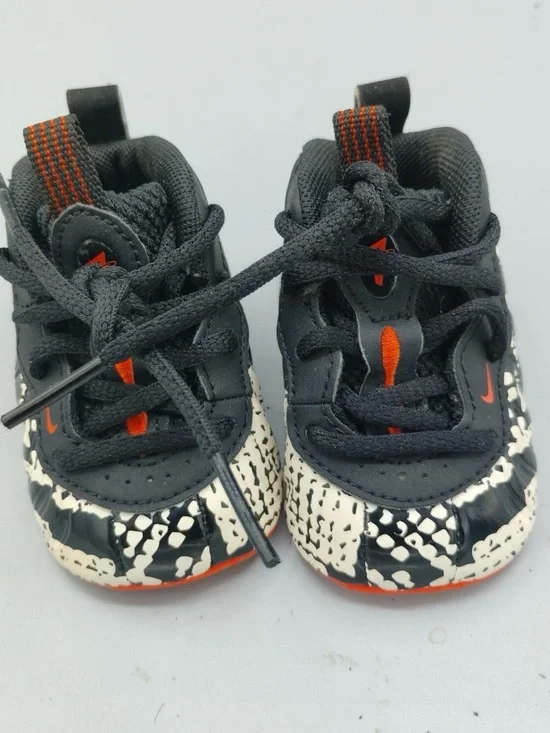 Nike Black and Infared Infant Foamposites 1c with Patterned Toe Wrap