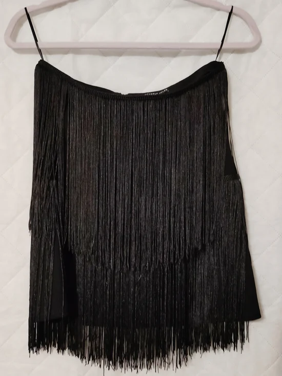 Sincerely Jules Black Fringe Mini Skirt Size Medium