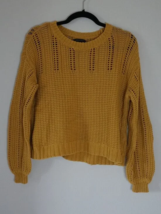 American Eagle Mustard Yellow Knit Sweater