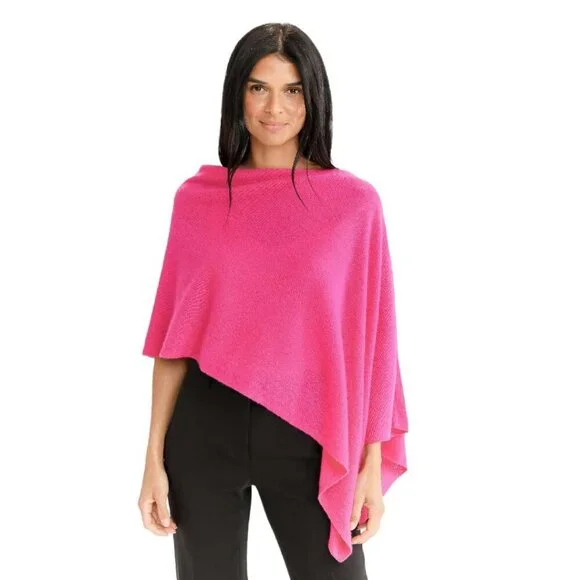 100% Cashmere Poncho Wrap Draped Dress Topper One Size