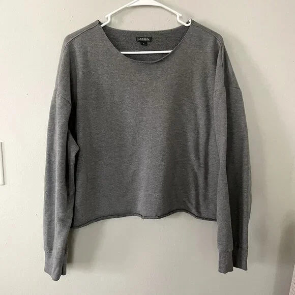Wild Fable gray cutoff sweater crewneck cotton warm fleece athleisure‎ workout
