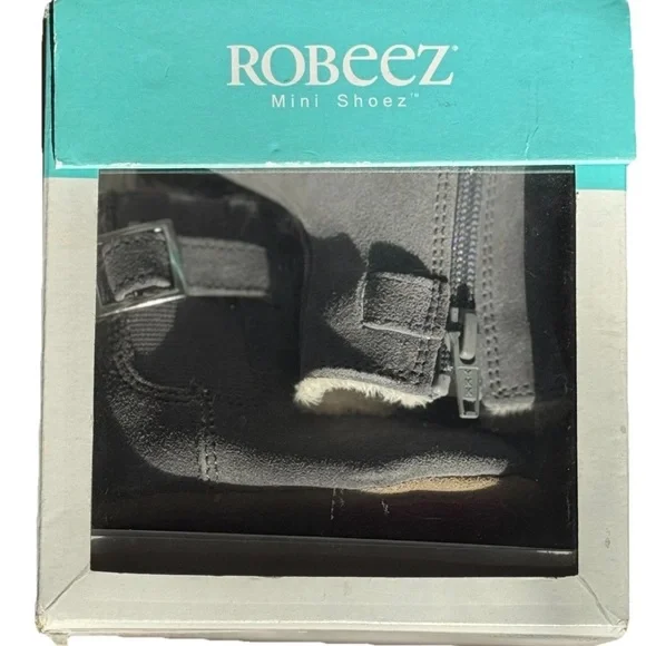 ROOBEZ MINI SHOEZ GRAY BABY BOOTS 3-6 MONTHS SIZE 2 NEW SUEDE SIDE ZIPPER