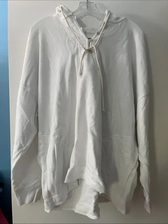 aerie White Hooded Cowl Pullover