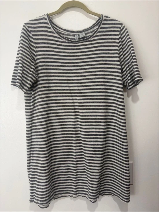 Paraphrase Striped Short Sleeve Dress - Black & White