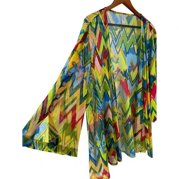 Multiples Open Front Cardigan Womens‎ 3X Artsy Boho Statement Travel Resort NEW