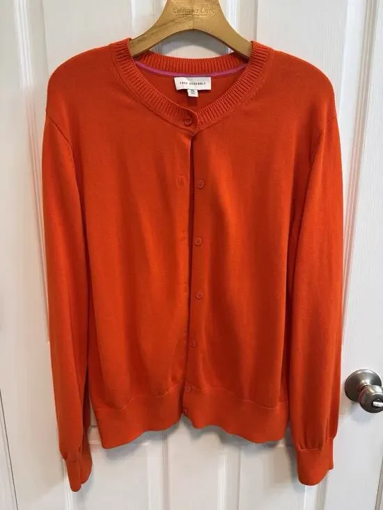 Free Assembly XXL Orange Button Cardigan Cotton Blend
