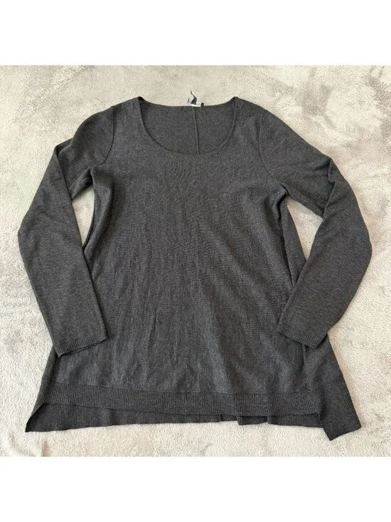 Eileen Fisher Gray Long Sleeve Merino Wool Alpaca Sweater Womens XS