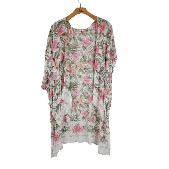 American Eagle Lightweight Floral Cardigan Poncho‎ Duster Wrap One Size Pink