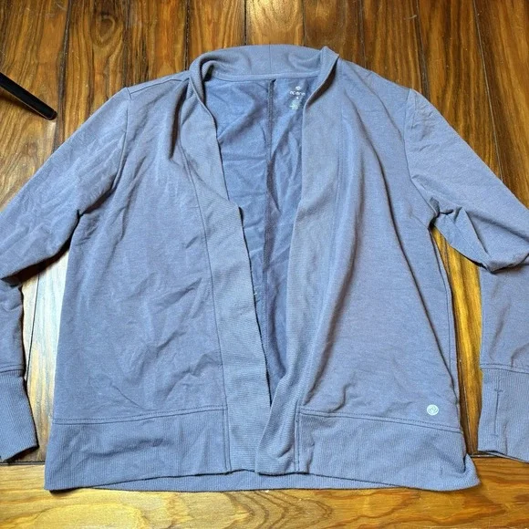 Apana Gray Blue Open Workout Shrug Sweater Cardigan Athleisure Sz S A3089