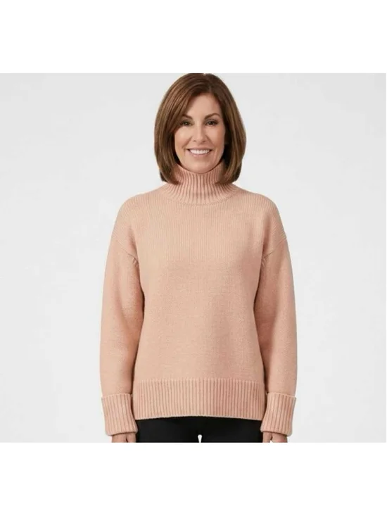 Victoria Victoria Beckham Blush Pink Relaxed Funnel Neck Lambswool Sweater Large