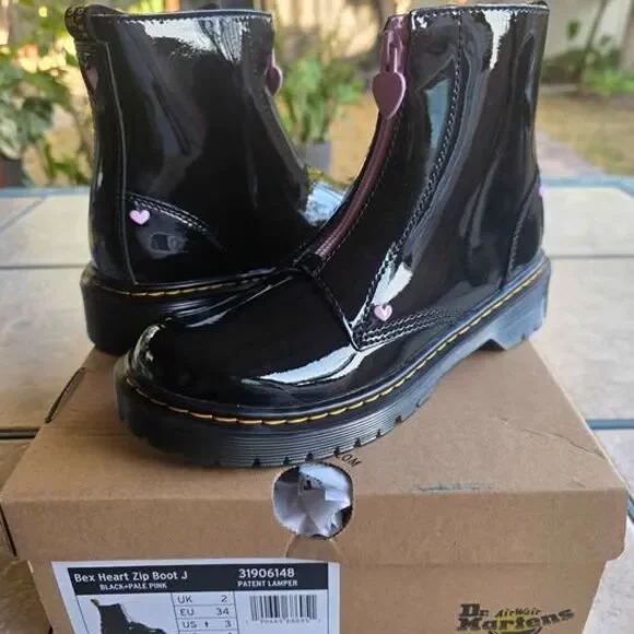 Doc Marten Junior Bex Heart Zip Boot Size 3 Brand New