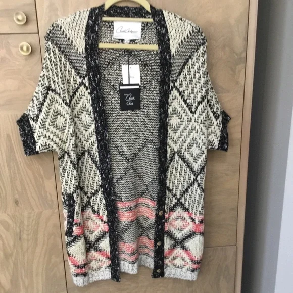 CAbi Provence NWT Black, Gray, Pink Long Knit Cardigan - Style 202 - Size XXS