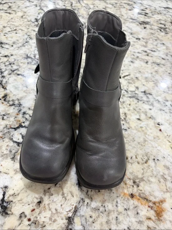 Steve Madden Sz1 Kids Gray Leather Ankle Boots