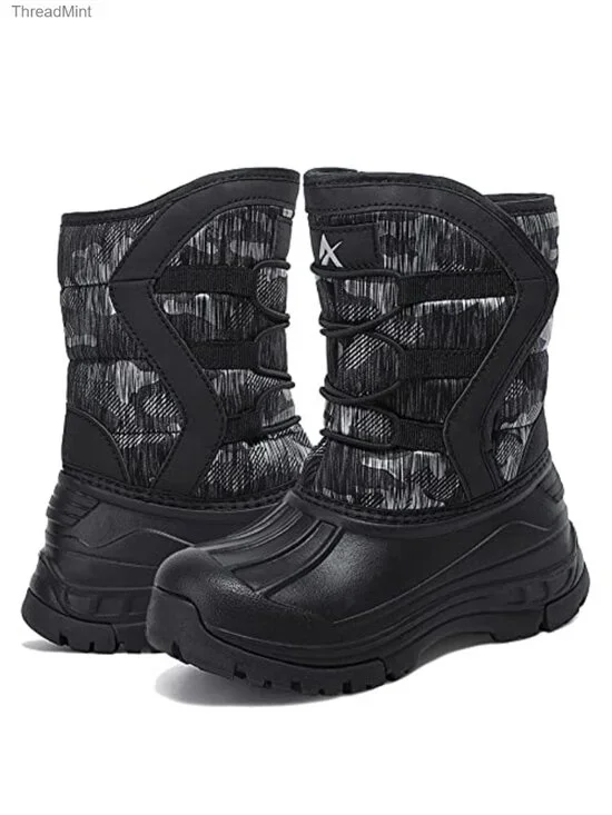 Kids Snow Boots Winter Waterproof Slip Resistant Cold Weather Shoes Faux Fur