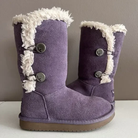 Koolaburra By UGG Kinslei Girl's Size 12 Purple Suede Shearling Boots 1096443