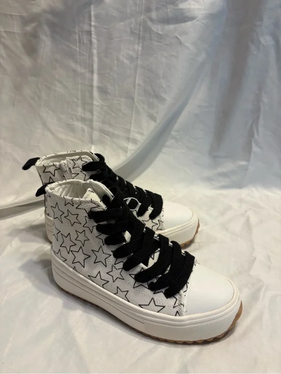 Target White High-Top Sneakers with Black Star Print and Black Laces